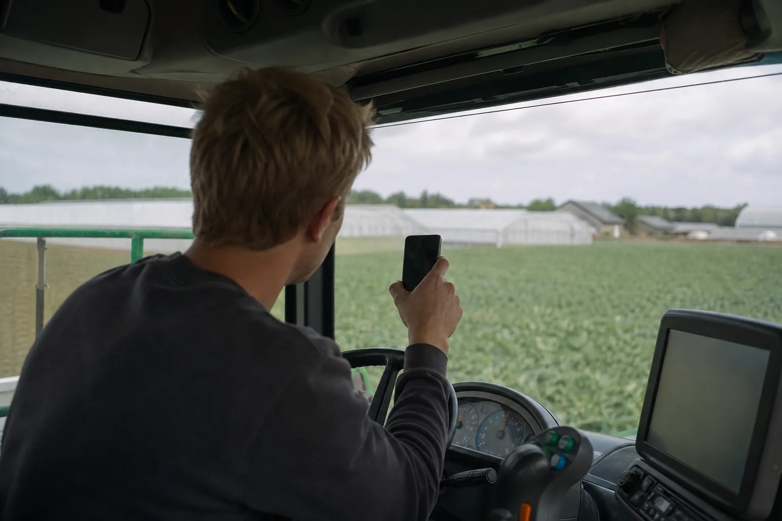 Werk op een Nederlands agrarisch bedrijf. Beeld bij het artikel: Hoe leg je een bespuiting vast terwijl je nog in de trekkercabine zit?