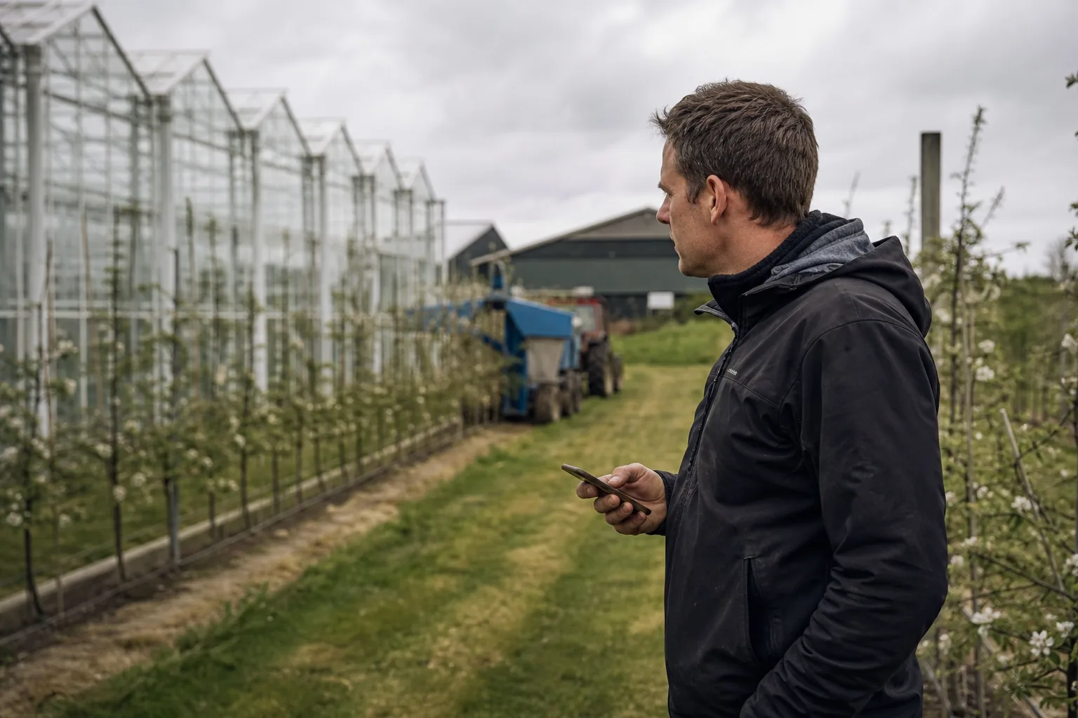 Werk op een Nederlands agrarisch bedrijf. Beeld bij het artikel: Waarom vraagt een spuitseizoen in de fruitteelt om registratie na elke bespuiting?
